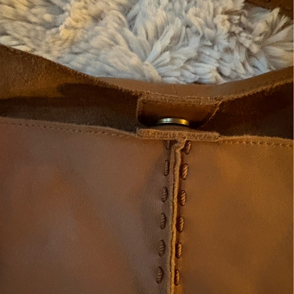 The Sak Lt Brown Moroccan Trim Los Feliz Leather Purse Large Hobo Tote Bag - Picture 6 of 7